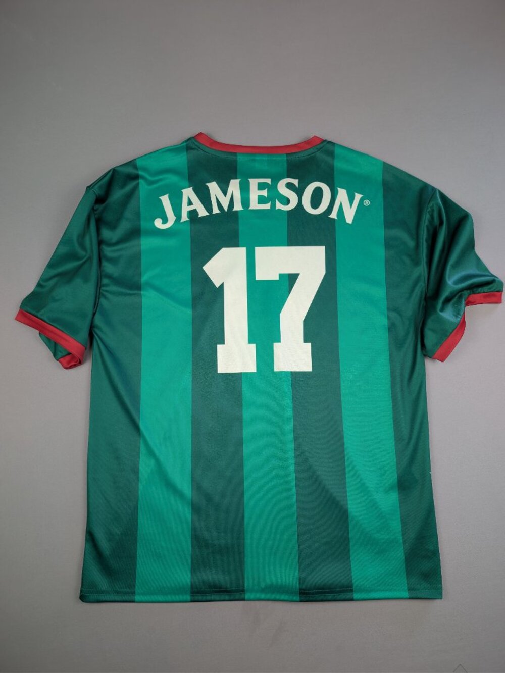 Jameson Whiskey Soccer Jersey XL Green Striped Football Shirt St Patrick's